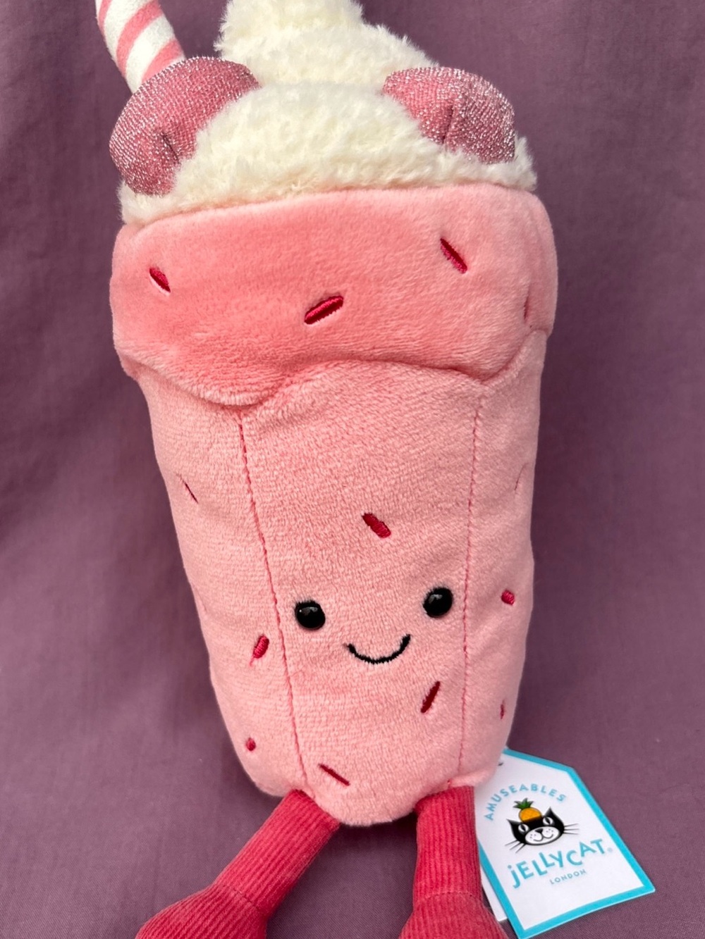 Jellycat Exclusive Amuseables BUBBECCA MILKSHAKE FAO Schwarz NY in-hand NWT pink